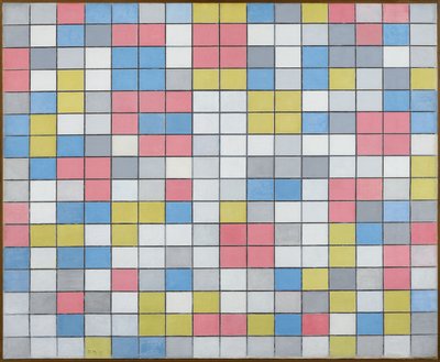 Komposition mit Gitter 9: Schachbrettkomposition mit hellen Farben, 1919 von Piet Mondrian